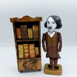 Nikolai Gogol figurine, Ukrainian mysterious writer - Literature gift - Decor books for tables, bookshelf decor