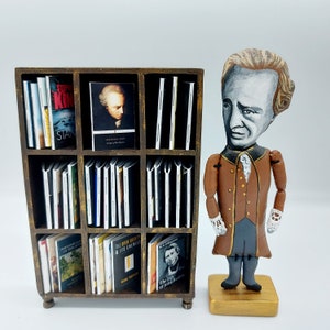 Immanuel Kant German philosopher, thinker - Gift for writer - Collectible figurine + miniature book + quote + Library Bookcase