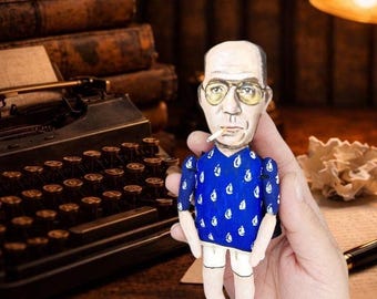 Hunter S Thompson American journalist, author - Book lover gift - Decorative textile figurine for bookshelf