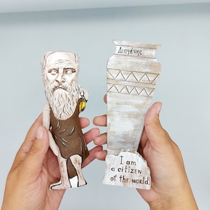 Diogenes figure, Greek philosopher - Ancient Greek Mythology - Cynic philosophy - history buff gift