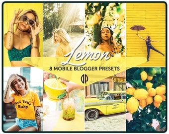 8 Lightroom Mobile Presets - LEMON Instagram Presets, Lightroom Presets, Light Room Presets, vsco Presets, Blogger Presets, Clean Presets, DNG