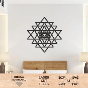 Sri Yantra svg, Sri yantra pdf, Sri yantra dxf, geometrische Panel Kunst digitale Datei, Geometrische Wandkunst svg, Geometrisches Wand dekor svg