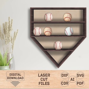 Baseball wall display svg, Baseball wall display pdf, Baseball wall display dxf, Baseball display case svg, Baseball display case pdf