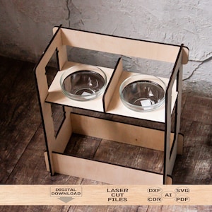 Dog bowl stand svg, Dog bowl stand laser cut, Dog bowl stand pattern, Dog feeding station svg, Dog feeding station laser cut