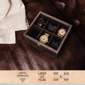 Watch box svg, Watch box dxf, Watch box pdf, Watch box cdr, Watch storage box svg, Watch storage box dxf, Watch storage box pdf