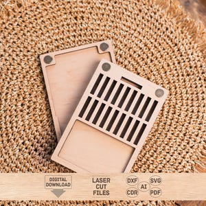 Porte-cartes DiM en bois svg, porte-cartes DiM en bois pdf, modèle de porte-cartes DiM en bois, svg de stockage de cartes DiM, pdf de stockage de cartes DiM