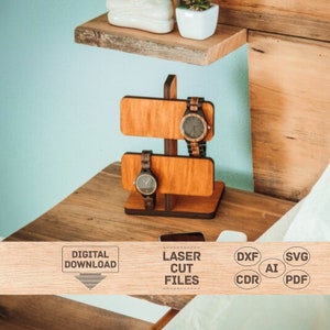 Watch holder svg, Watch holder pdf, Watch stand svg, Watch stand pdf, Watch storage svg, Watch storage pdf, Watch organizer svg
