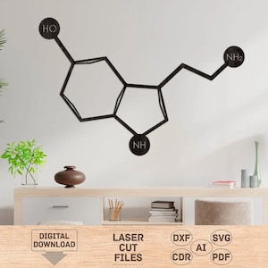 Serotonin svg, Serotonin wall art, Serotonin wall decor, Chemistry wall art, Chemistry wall decor, Serotonin dxf, Serotonin pdf