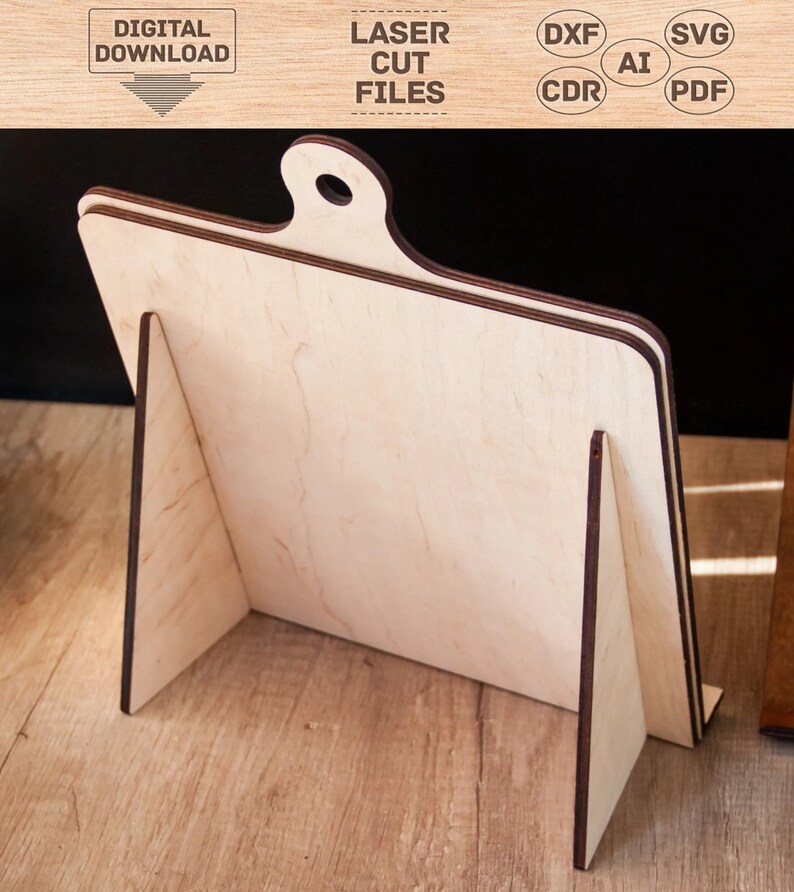 Wooden Book Stand Laser Cut, Wooden Book Holder Laser Cut, Book Stand