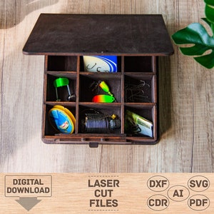 Tackle box svg, Tackle box pdf, Tackle box dxf, Tackle box cdr, Tackle box ai, Jig box svg, Jig box pdf, Jig box dxf, Tackle organizer svg