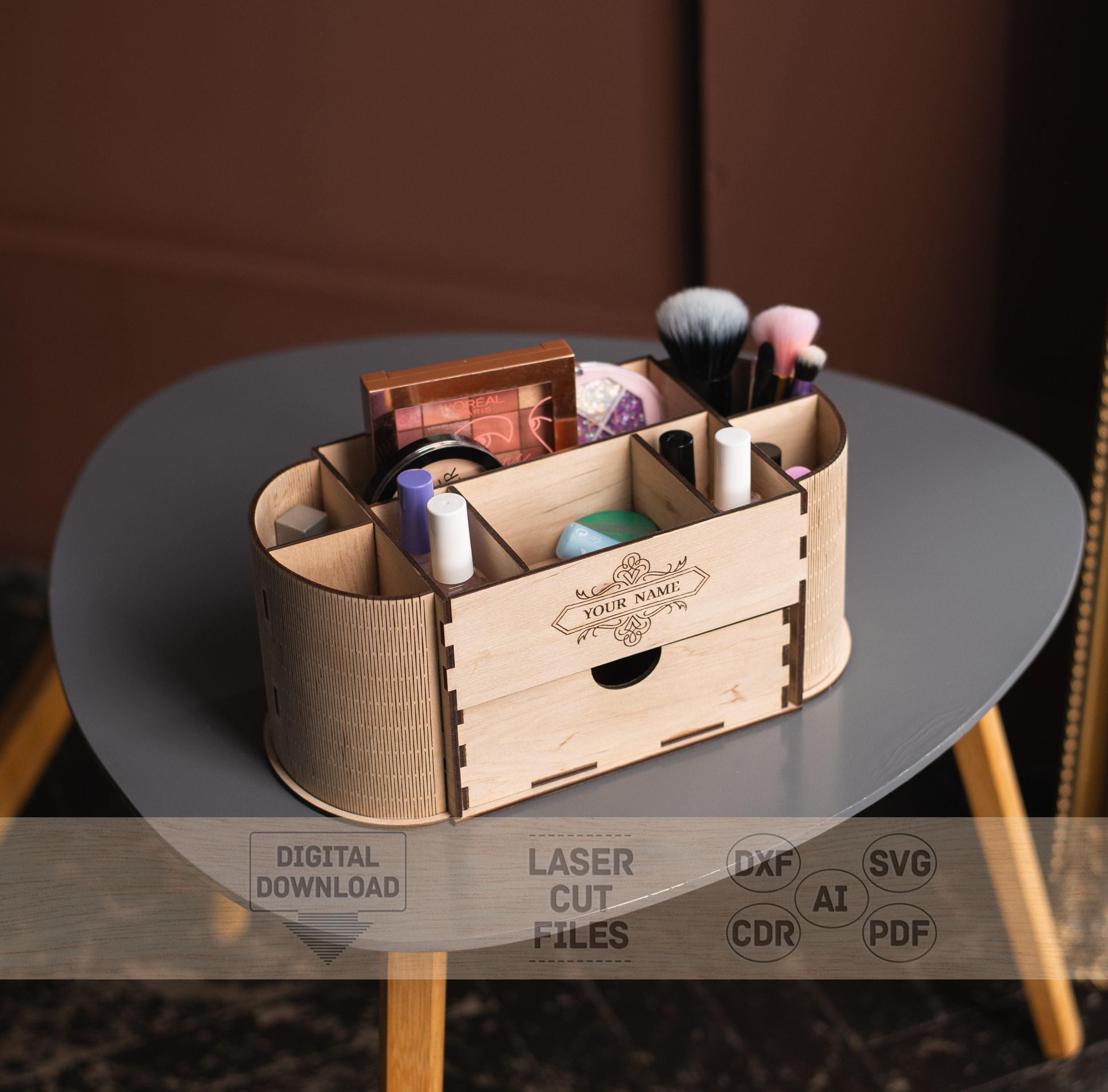 Cosmetic organizer svg, Cosmetic organizer pdf, Cosmetic organizer pattern, Wooden Cosmetic organizer svg, Wooden Cosmetic organizer pdf