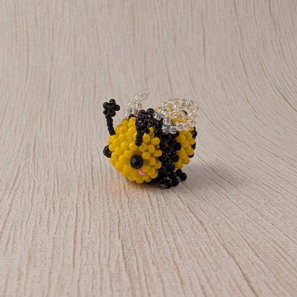 Handmade Seed Bead Bee Keychain