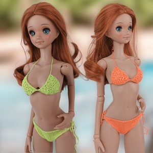 Swimsuit of Neon Color Bikini with Lurex Knitted Swimsuit with Ties for doll 1:3 scale Smart Doll BJD