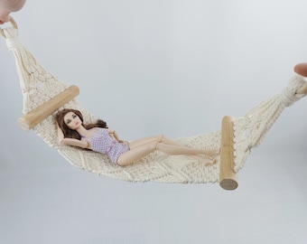 Hammock White Luxury Hammock Garden hammock for doll 1 to 6 scale Blythe BJD