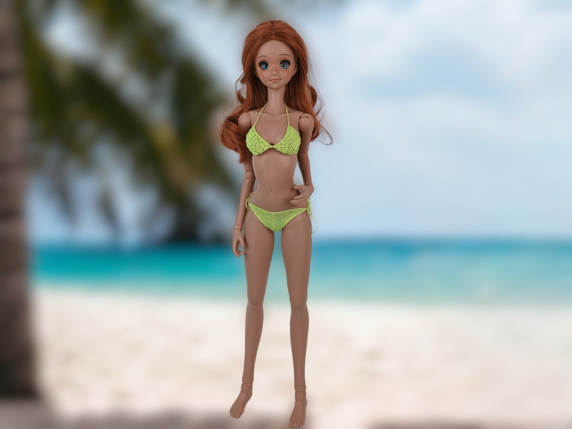 Swimsuit of Neon Color Bikini With Lurex Knitted Swimsuit