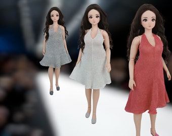 Linen Sundress Knitted Dress for Smart Doll Pear Body