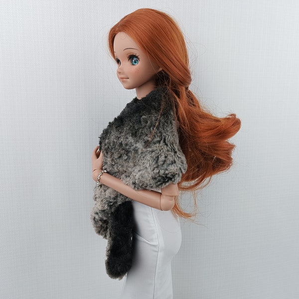 Faux Fur Cape with Crystals Faux Fur Wrap for Smart Doll