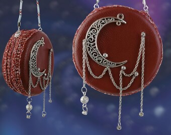 Red Round Bag with Metal Moon for Smart Doll