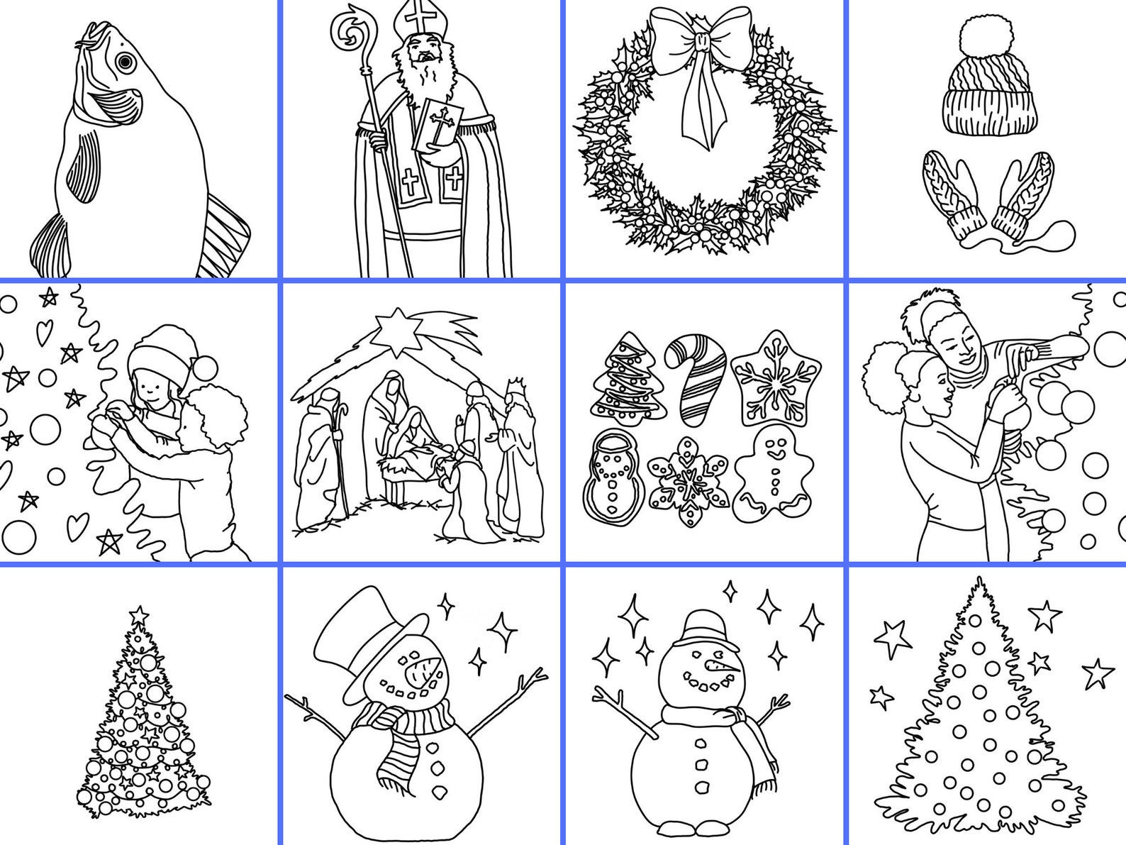 Christmas Advent Calendar Coloring Pages Coloring Book For Etsy España