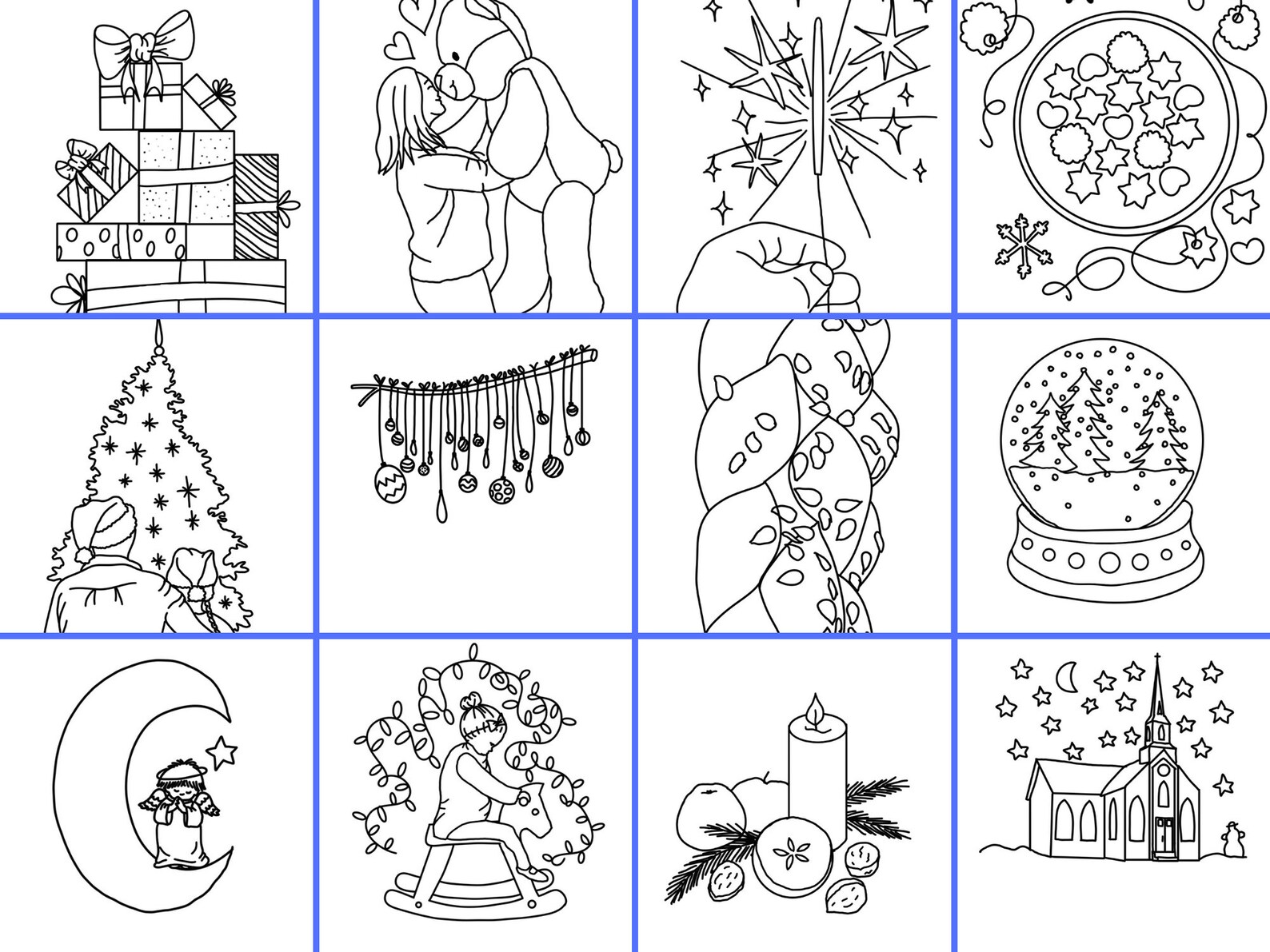 Christmas Advent Calendar Coloring Pages Coloring Book For | Etsy