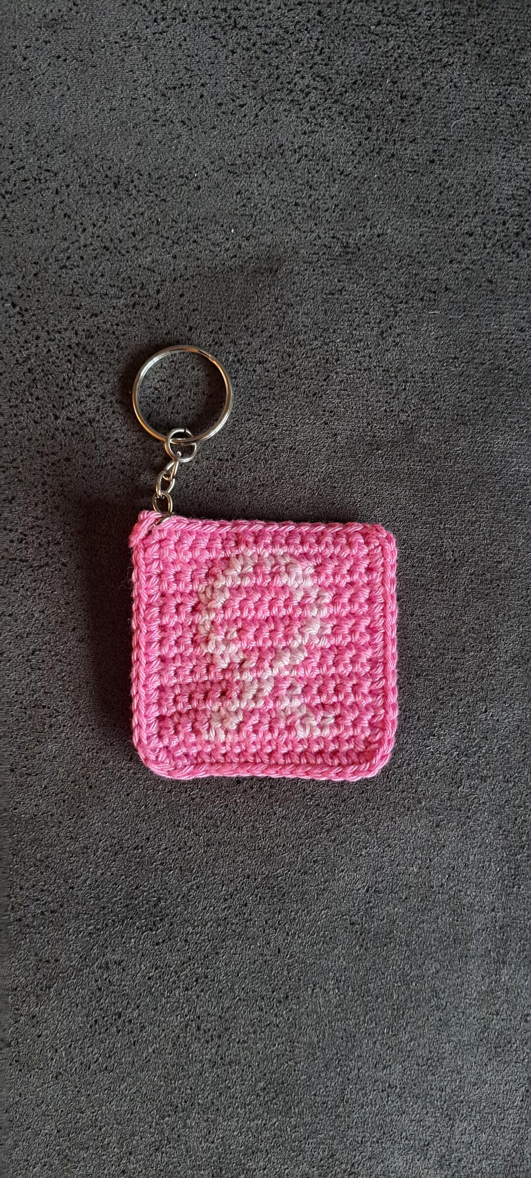 Simple Crochet Ribbon Keychain Crocheted Keychain Pink Ribbon - Etsy
