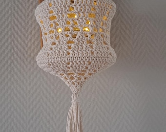 Crocheted lantern with solar light