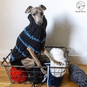 Italian Greyhound Handmade sweater Knitwear Iggy clothes Anthracite & Blue