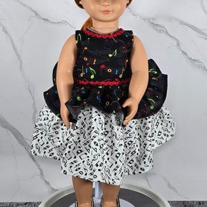 Rainbow Music Notes Ruffle Dress For 18 Inch Doll