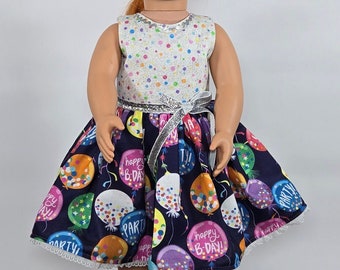 Polka Dots & Balloons Birthday Dress For 18 Inch Doll