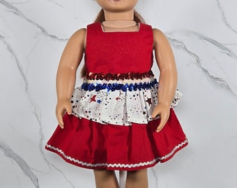 Patriotisches Sternen- und Paillettenkleid für 45 cm große Puppen