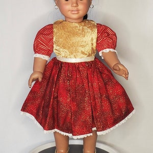 18 Inch Doll Red & Gold Holiday Dress