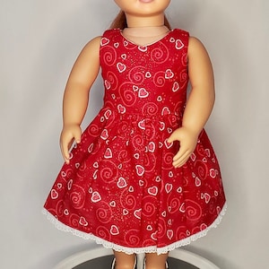18 Inch Doll Red & White Hearts Sundress