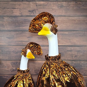 Metallic Orange Swirls & Pumpkins On Black Baby/Large Porch Goose Outfit