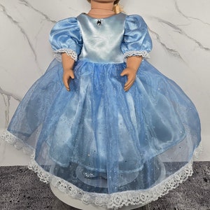 Blue Sparkle Princess Cinderella Dress With Tiara For 18 Inch Doll