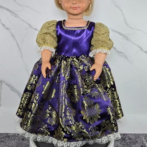 Purple & Gold Princess Dress For 18 Inch Doll