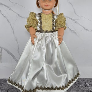Gold & White Princess Dress With Cone Hat For 18 Inch Doll