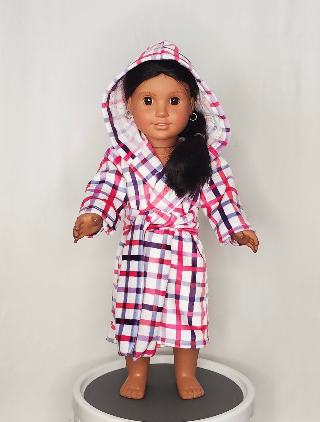 Pink, Purple & White Plaid Robe With Hood for 18 Inch Doll - Etsy