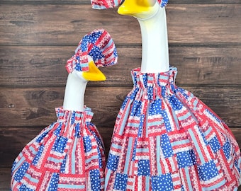 Red, White & Blue Patriotic Patchwork Baby/Large Porch Goose Outfit