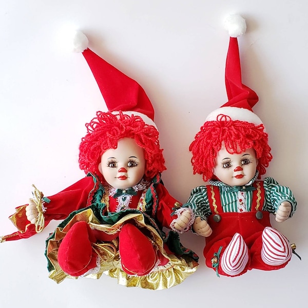 Happy Holidays, Jingles & Belle, Tiny Tots, 5.5 Inch Dolls, Marie Osmond Fine Porcelain Dolls, Christmas Décor