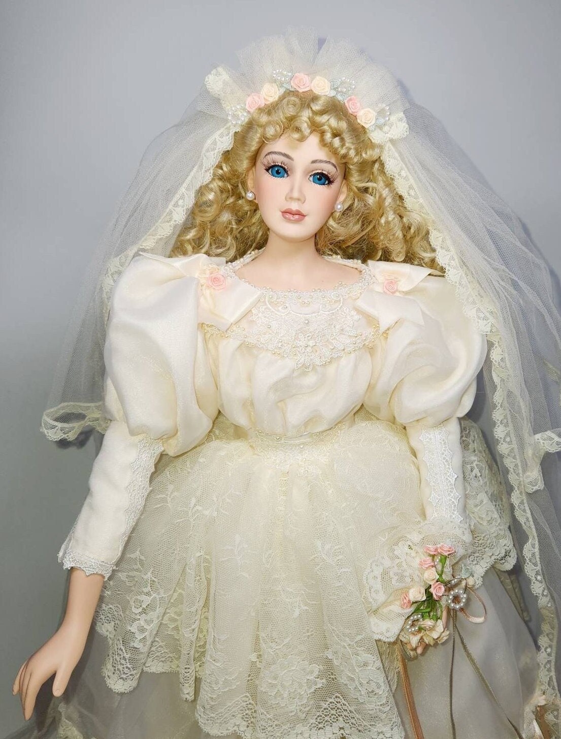 Extra Large Porcelain Doll Genuine Fine Porcelain Bride Doll Heirloom 