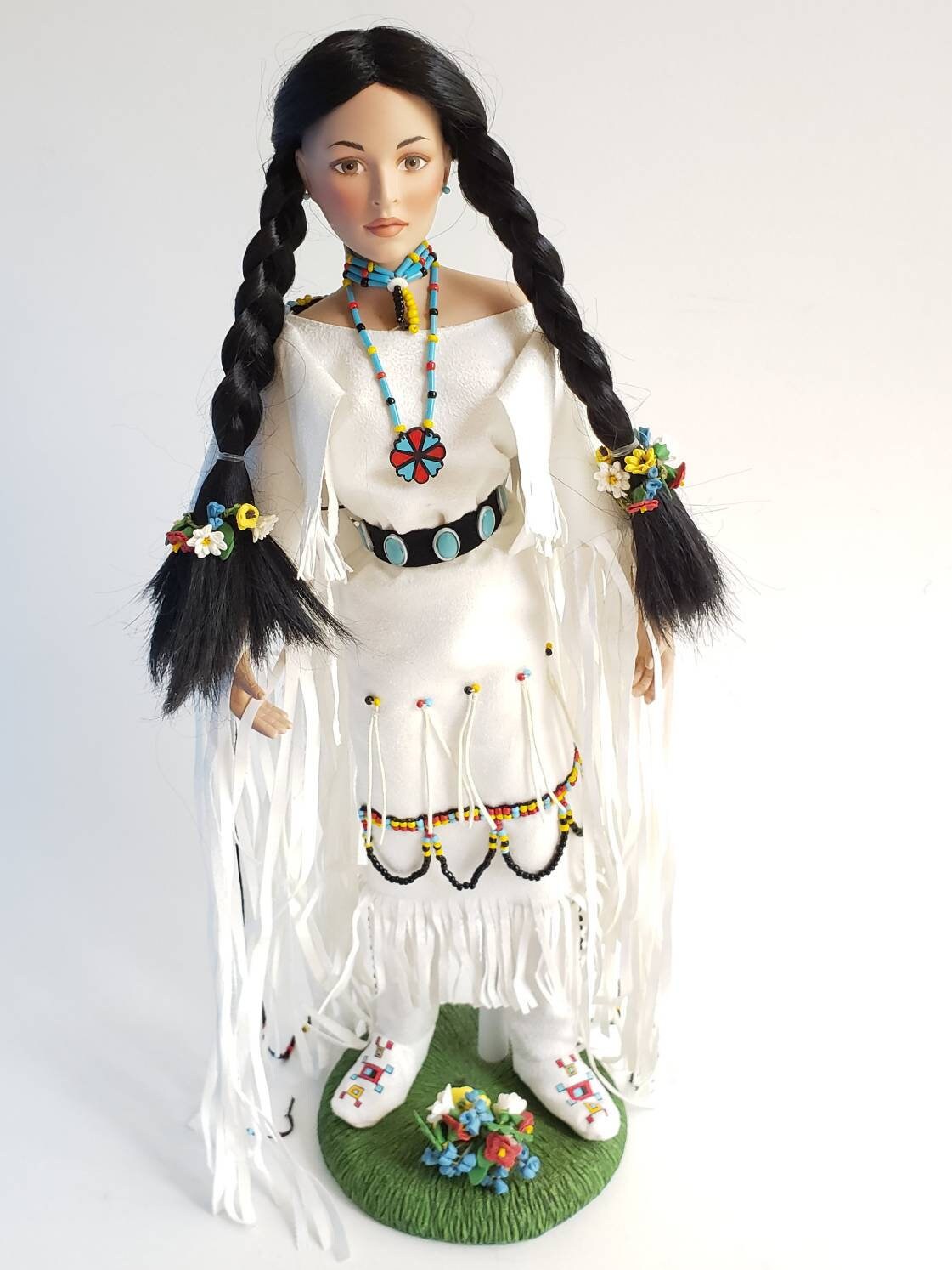 Native American Porcelain Doll Fine Bisque Doll American Etsy