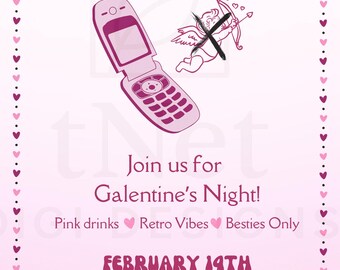 Invitación para la fiesta de Galentine / Cupido llamó y lo enviamos al buzón de voz / Invitación editable / Descarga digital