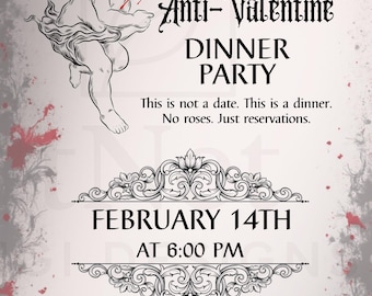 Invitación para cena anti-San Valentín / Fácil de personalizar (descarga digital) / Invitación moderna