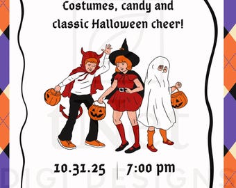 Invitación vintage para fiesta de Halloween para niños / Descarga digital instantánea