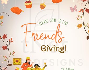 Invitación vintage de Acción de Gracias / Descarga digital instantánea