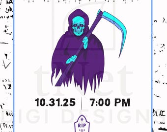 Invitación para fiesta de Halloween de la Parca / Descarga digital instantánea