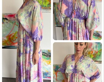 Langes seidiges Kleid //gemustert//Spring// Boho// Must have// Oversized//Maxikleid//bunt//