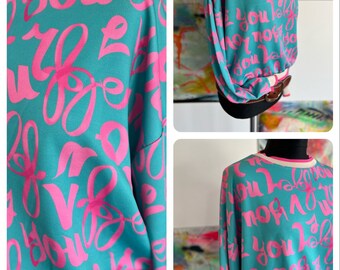 Pullover//pink//Türkis//Sweater//Must Have//Pulli//Schriftzug//