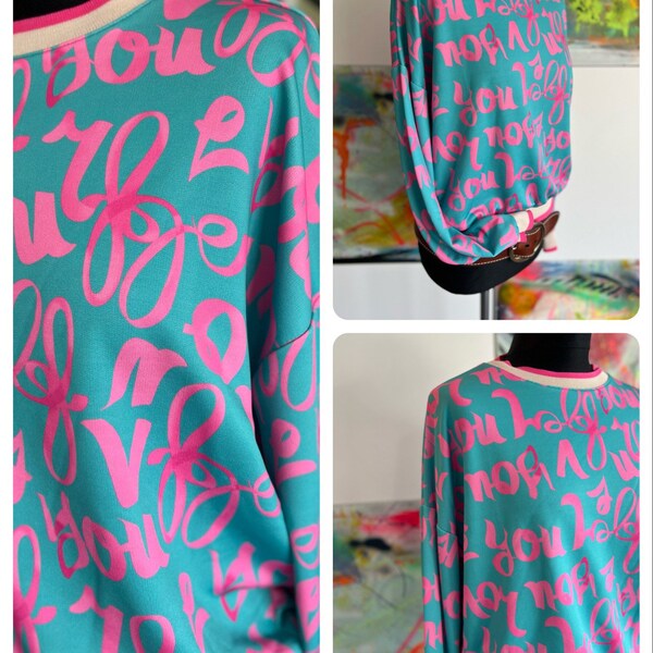 Pullover//pink//Türkis//Sweater//Must Have//Pulli//Schriftzug//