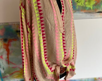 Baumwoll Bluse//Boho Style//pinkrosa//neon//Spring//Sommer//Hemd mit Knopfleiste//Tunika Bluse//Oversized//